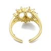 Brass with Cubic Zirconia Open Cuff Ring RJEW-B051-52G-3