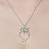 Non-Tarnish 201 Stainless Steel Hollow Owl Pendant Necklace NJEW-OY002-03-1