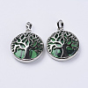 Dyed Synthetic Malachite Pendants G-P350-D14-1