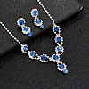 Flower Brass Rhinestone Pendant Necklaces & Stud Dangle Earrings Sets FS-WG6EF02-04-1