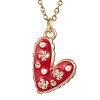 5Pcs 5 Styles Valentine's Day Heart Alloy Red Enamel Pendant Necklaces NJEW-JN05138-3