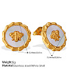304 Stainless Steel & Shell Stud Earrings WG2F9FE-01-1