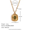 Brass Pave Green Cubic Zirconia Pendant 304 Stainless Steel Paperclip Chain Necklaces WGD11F6-01-1