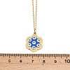 304 Stainless Steel Enamel Blue Evil Eye Flower Pendant Necklaces for Women NJEW-A064-02G-5