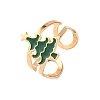 304 Stainless Steel with Enamel Cuff Rings for Women RJEW-Z116-01G-02-2