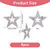8Pcs Star Alloy Rhinestone Lapel Pinks for Backpack Clothes JEWB-DC0001-35P-2