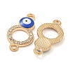 Alloy Blue Enamel Evil Eye Connector Charms ENAM-S003-03D-2