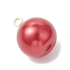 Baking Paint Pearlized Glass Pearl Round Charms with Brass Bails PALLOY-JF04896-4