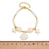 Ocean Brass Enamel Starfish Shell Shape Charm Bracelets for Women KK-CBA68DA-16G-02-5