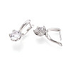 Brass Micro Pave Clear Cubic Zirconia Flower Hoop Earrings EJEW-T048-29P-3