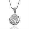 Real Platinum Plated Eco-Friendly Tin Alloy Czech Rhinestone Shell Pendant Necklaces NJEW-BB09775-1