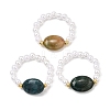 Natural Indian Agate Stretch Rings for Women RJEW-JR00911-2