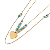 Enamel Charms Double Layer Necklace with Synthetic Turquoise Beaded NJEW-P269-20A-G-3