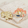 6pcs Peony Flower Enamel Pins JEWB-FH0002-10-4