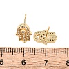 Hamsa Hand Brass Micro Pave Clear Cubic Zirconia Stud Earrings EJEW-H178-07G-5