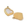 304 Stainless Steel Pave Natural Shell Heart Charms STAS-P394-01G-2