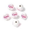Mother's Day Theme Printed Wood European Beads WOOD-F016-05-2