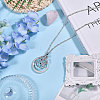 Flat Round with Flower Magnifying Glass Pendant Alloy Rope Chain Necklaces for Women NJEW-WH0013-74S-5
