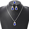 Teardrop Alloy Rhinestone Earring & Pendant Necklaces & Finger Rings Sets FS-WG77DAC-02-3
