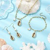 Natural Freshwater Pearl & Electroplated Shell Necklace and Bracelet and Dangle Earring Sets SJEW-JS01314-2