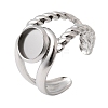 304 Stainless Steel Cuff Ring Components STAS-P454-01A-P-1