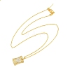 Brass Micro Pave Cubic Zirconia Rectangle with Heart Pendant Adjustable Slider Necklaces KK-CBA4547-08G-03-5