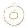 Heart Cubic Zirconia Bracelets & Necklaces Jewelry Sets SJEW-M098-01G-1