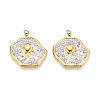 304 Stainless Steel and Polymer Clay Crystal Rhinestone Pendants STAS-T069-60G-1