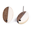 Opaque Resin & Walnut Wood Stud Earring Findings MAK-N032-004A-B03-3