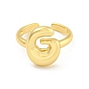 Brass Letter Open Cuff Rings for Women RJEW-G313-01G-G-2