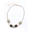 Alloy & Wood & Resin Cube Round Polygon Beaded Necklaces for Women FS-WG78C23-03-2