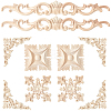 Rubber Wood Flower Carved Corner Decor AJEW-FH0009-26-1