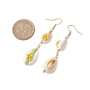 Cowrie Shell Flower Dangle Earrings EJEW-MZ00250-02-3