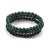 3Pcs 3 Style Natural African Turquoise(Jasper) & Black Agate Round Beaded Stretch Bracelets Set PW23030764297-2