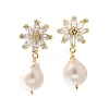 Natural Pearl Dangle Ear Studs EJEW-L099-06G-4