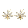 Brass Micro Pave Clear Cubic Zirconia Stud Earrings for Women EJEW-S217-D04-1