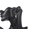 304 Stainless Steel Green Aventurine Column Hoop Earrings EJEW-JE06791-01-3