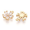 Brass Pave Clear Cubic Zirconia Connector Charms KK-T078-03G-05-2
