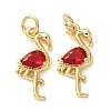 Brass Micro Pave Red Cubic Zirconia Pendants CU-E003-11G-A-1