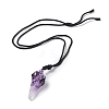 Natural Amethyst Plague Doctor Pendant Necklace with Nylon Rope NJEW-H009-01-10-4