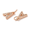 Brass Micro Pave Grade AAA Cubic Zirconia Charms ZIRC-P067-11RG-A-NR-3