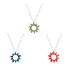 FIBLOOM 3Pcs 3 Colors Hollow Sun Rhinestone Pendant Necklaces Set with Alloy Chains NJEW-FI0001-31-1