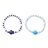 2Pcs Tortoise Handmade Porcelain & Glass Seed Beaded Bracelet Sets BJEW-JB12654-1