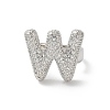 Letter Brass Micro Pave Clear Cubic Zirconia Open Cuff Ring for Women RJEW-N046-03W-P-2