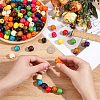 165Pcs 11 Colors Dyed Natural Maple Wood Beads WOOD-PA0001-61B-3