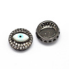 Flat Round Brass Micro Pave Cubic Zirconia Beads ZIRC-E010-08-2