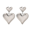 Brass Heart Stud Earrings for Women EJEW-U026-04P-1