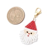 Glass Seed Beaded Santa Claus Pendant Decorations HJEW-MZ00319-3