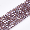 Electroplate Glass Beads Strands X-EGLA-T013-04F-1