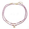 Bohemian Style Natural Stone Beaded Double Layer Necklaces ZE1152-6